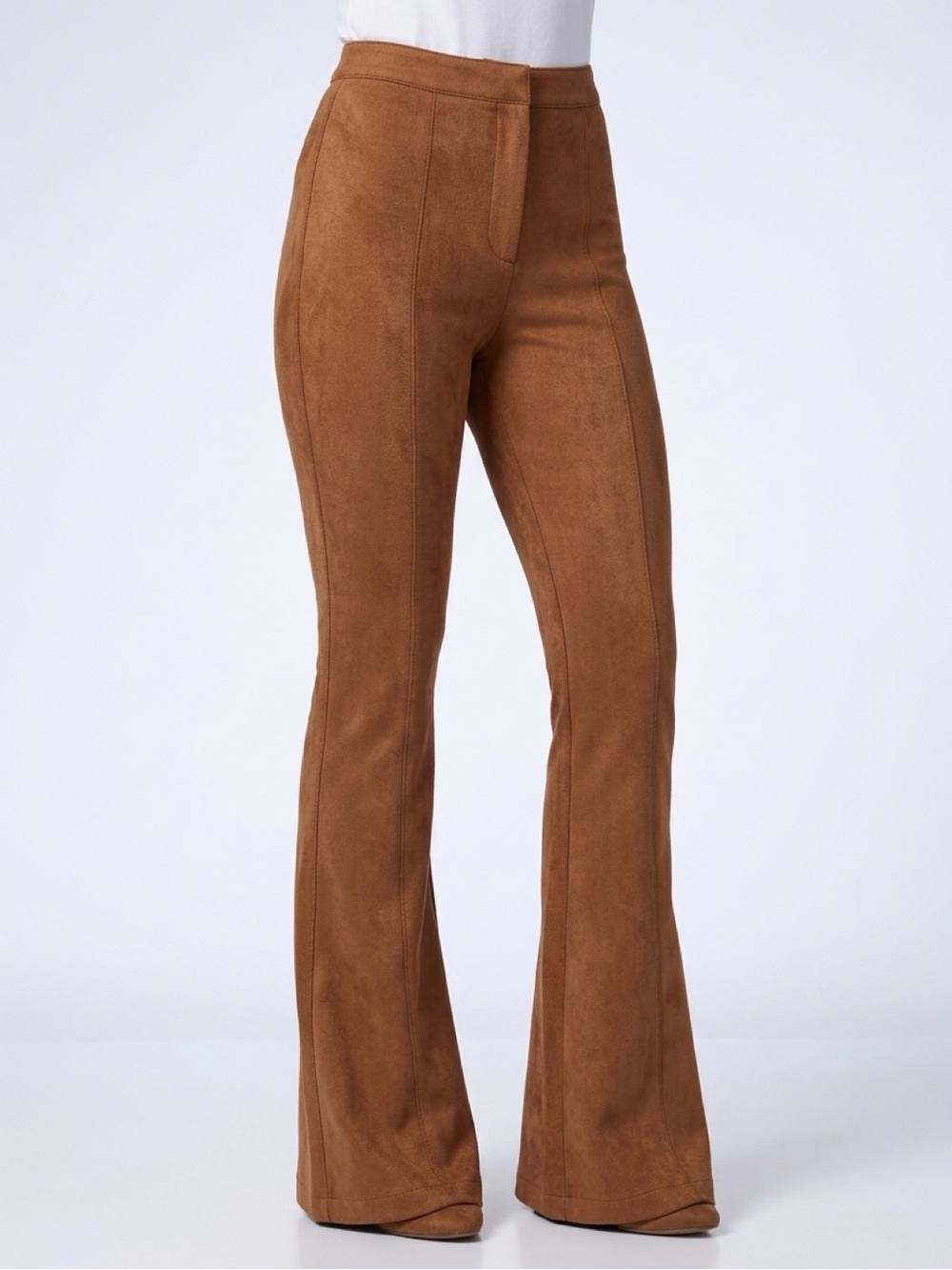 SPANX Suede-Look Flare Pants in Cognac Brown